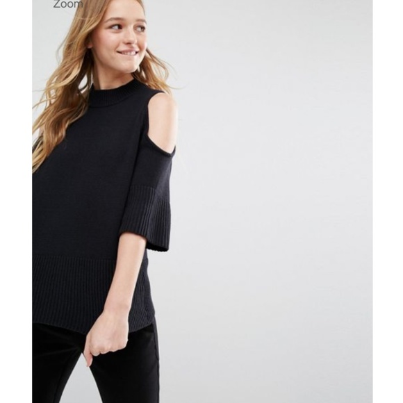 ASOS Sweaters | New ASOS Monki Cold Shoulder Black Sweater Jumper | Color: Black | Size: S | Emily022's Closet